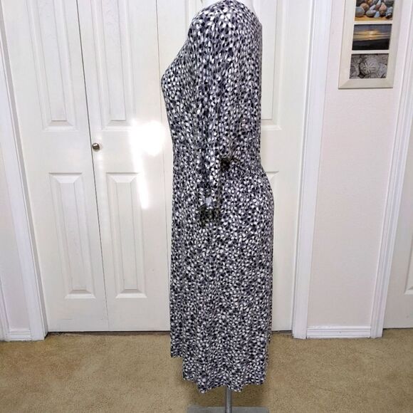 SOMA Midi Dress Black/White and Grey Speckled 3/4 Sleeve - Picture 3 of 8